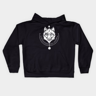 Wolf Head Sacred Geometry Wicca Goth Kids Hoodie